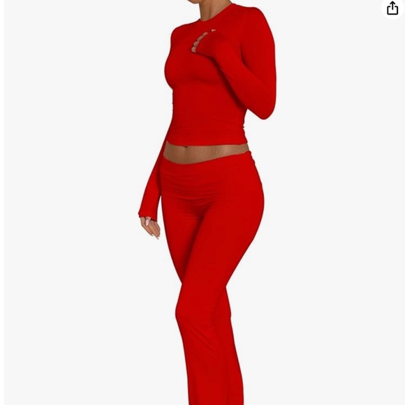 Long Sleeve Pullover and Fold Over Set in Red - Picture 1 of 6